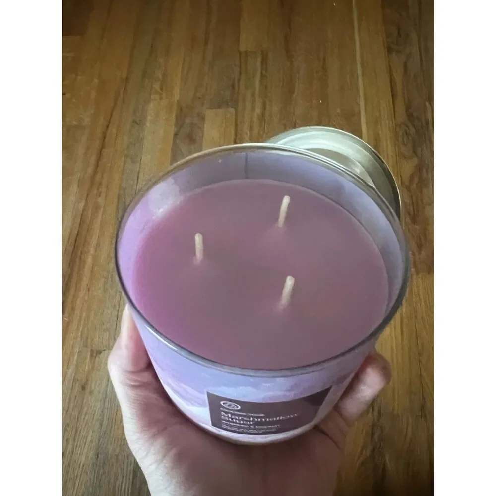 Goose Creek Marshmallow Sugar Candle - Lavender & Pink Cloud Design 3 Wick